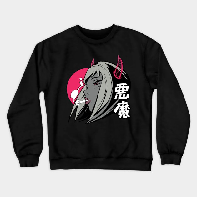 Demon Girl Horns Crewneck Sweatshirt by gdimido